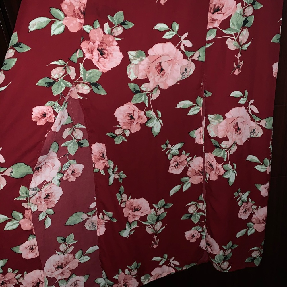 Red Floral Maxi Skirt - Picture 9 of 10